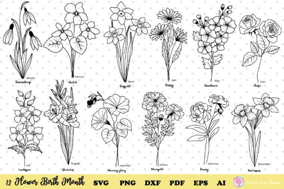 Birth Month Flower SVG: Premium Design Assets