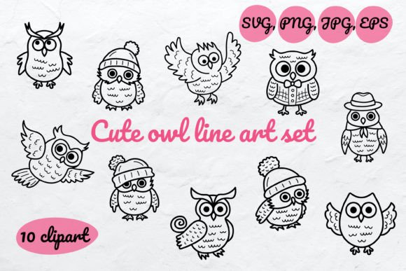 Cute Owl Line Art Set: A Versatile Resource for Creative Projects