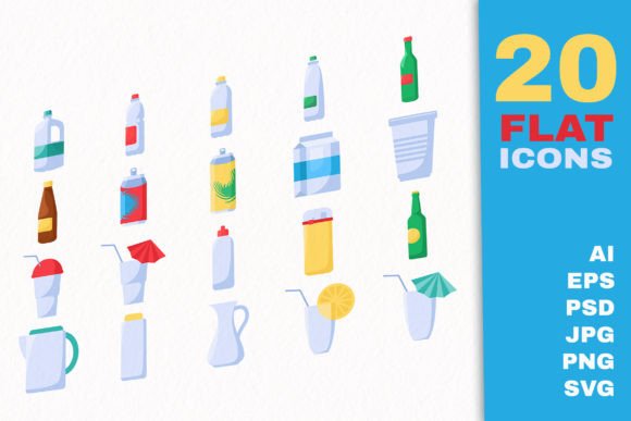Drink Container Icons Set for Modern Design