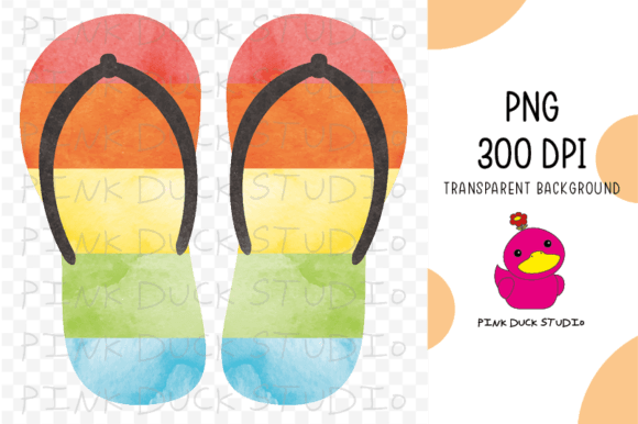 Watercolor Flip Flops Summer Beach Sand